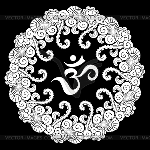 Om in round mandala - vector image