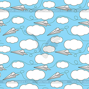 Seamless paper airplane pattern - vector clip art