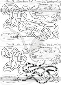 Крокодил лабиринт - векторизованное изображение клипарта