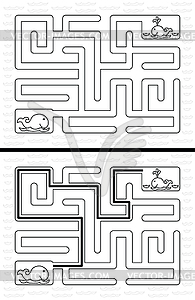 Easy whale maze - vector clipart