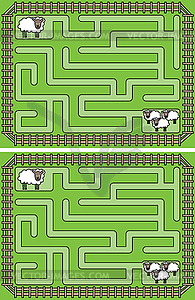 Easy sheeps maze - vector clip art