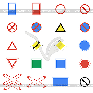 Icons set of road signs and signs - vector clip art