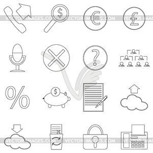 Set of contour business icons - vector clipart / vector image