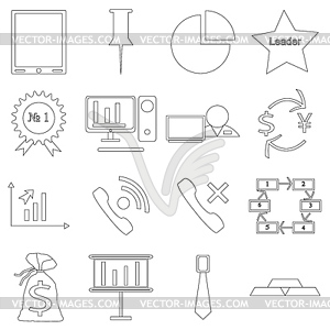 Set of contour business icons - vector image