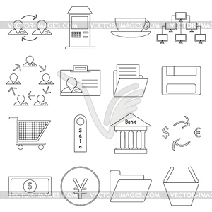 Set of contour business icons - vector image