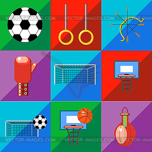 Set of sports icons on two-tone background - vector clip art