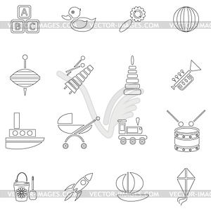 Set kids toys icons - vector clipart