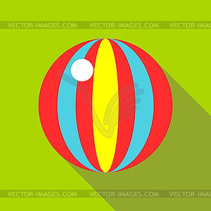 Children s toy ball with stripes on bright green - royalty-free vector image