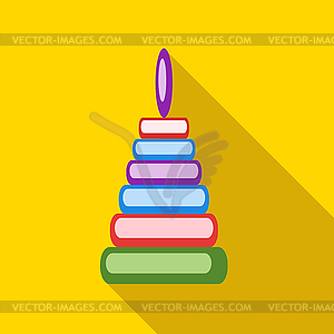 Children s toy pyramid on yellow background - vector clip art