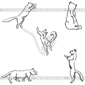 Cats. A sketch by hand. Pencil drawing. Vector image - vector image