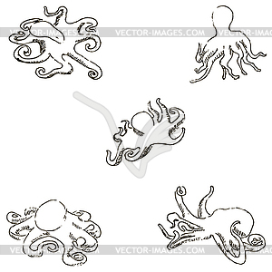 Octopus. A sketch by hand. Pencil drawing. Vector image - vector clip art