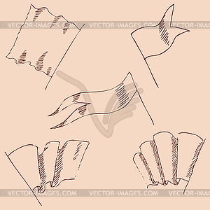 Flags sketch. Pencil drawing by hand. Vintage colors - vector clipart / vector image