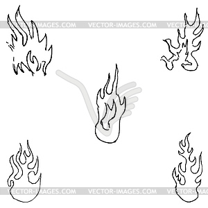 Flame tongues. Sketch by hand. Pencil drawing by - vector clipart