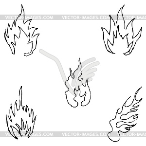 Flame tongues. Sketch by hand. Pencil drawing by - vector clip art