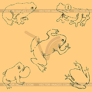 Frogs. Sketch by hand. Pencil drawing by hand. - stock vector clipart