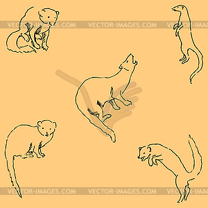 Mongoose. Sketch by hand. Pencil drawing by hand. - royalty-free vector clipart