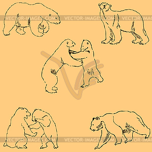 Bears. Sketch by hand. Pencil drawing by hand. - vector image