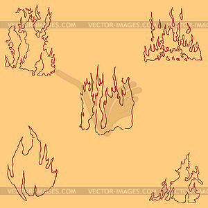 Огонь. Набросок от руки. Карандашный рисунок от руки. изображение - стоковое векторное изображение