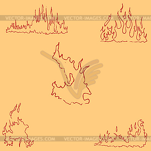 Огонь. Набросок от руки. Карандашный рисунок от руки. изображение - векторное изображение