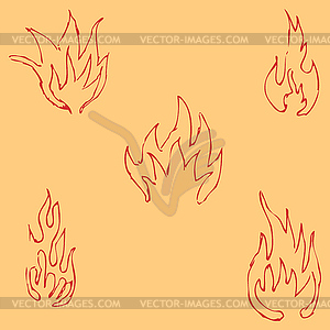 Flame tongues. Sketch by hand. Pencil drawing by - vector image