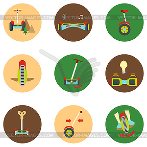 Gyroscope. icons in flat style on color road - vector clip art