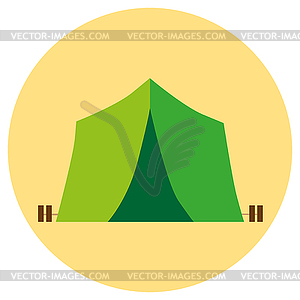 Значки палатки в плоском стиле. изображение на круглом цветном - векторный клипарт EPS