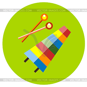 Icons xylophone of toys in flat style. image on - vector clipart