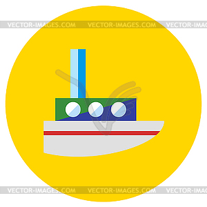 Icons steamer of toys in flat style. image on - vector image