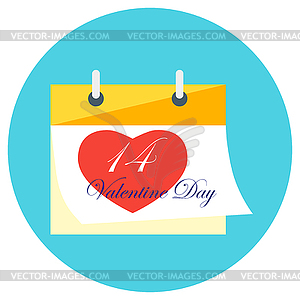 Calendar with congratulation on February 14.. - vector image