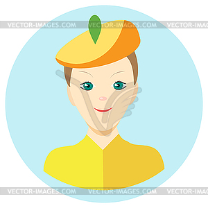 Icon man painter in flat style. image on round - vector image