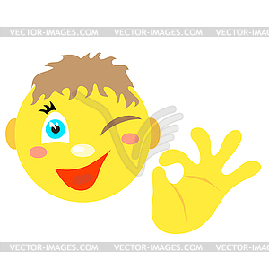 Smiley boy with gesture ok - royalty-free vector image