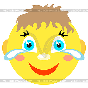 Smiley boy laughs and cries - vector image