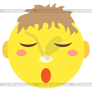 Smiley boy sleeps. Icons - vector clipart