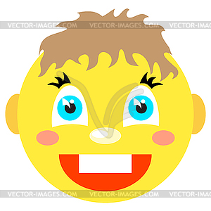 Smiley boy laughs. Icons - vector image