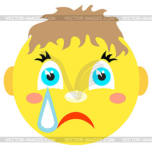 Smiley boy cries. Icons - vector image