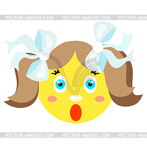 Smiley girl screams, scared - vector EPS clipart