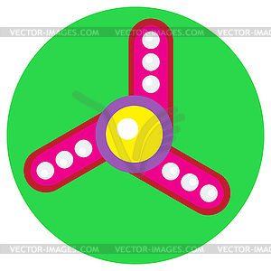 Pink spinner with white balls flat style. image on - vector clipart