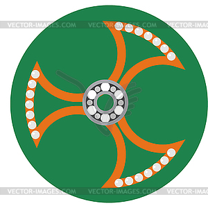Оранжевый спиннер с прозрачным центром и подшипником - векторный клипарт