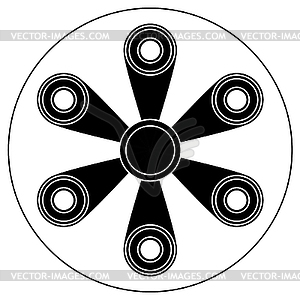 Hand spinner with six blades - vector clip art