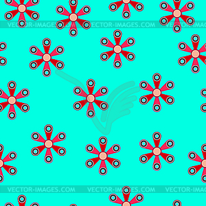 Pink spinner with six blades flat style. Pattern - vector image