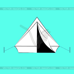 White tourist tent with black contours of - vector EPS clipart