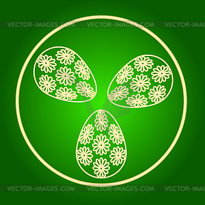 Icon dish with Easter eggs and floral pattern - vector image