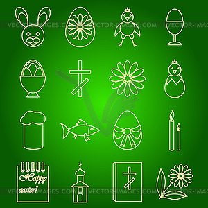 Set of icons of Easter symbols - vector clip art