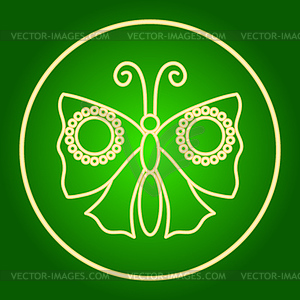 Moth, butterfly in neon circle. Easter - vector clipart