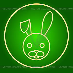 Голова зайца, кролик в неоновом круге. Пасха - изображение в векторном виде