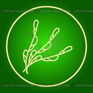 Sprigs of pussy-willow with flowers in neon - vector image