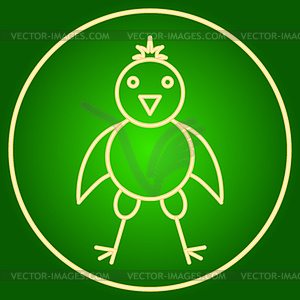 Chicken in neon circle. Easter - vector image