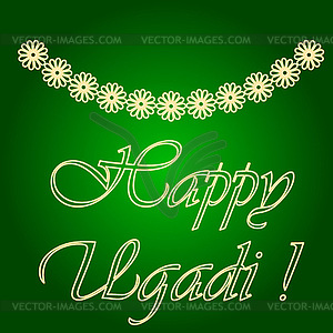 Icons of garlands of flowers. Holiday Ugadi. Fine - vector clipart