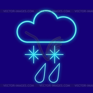 Weather. Clouds, drops, rain, snow, snowflakes - vector clipart