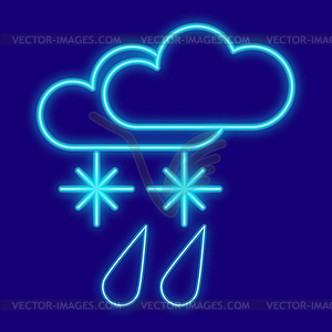 Weather. Clouds, drops, rain, snow, snowflakes - color vector clipart